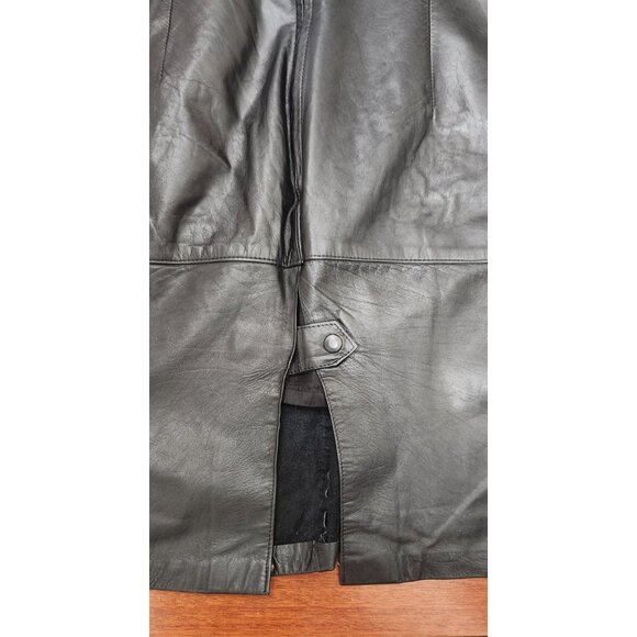 Vintage Leathers Skirt Black Women’s Size 20 Genuine 90s MIDI - Picture 3 of 7